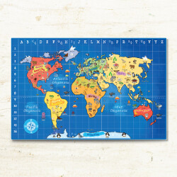 DÜNYA HARİTASI ORTA- 100cm x 65cm - Multibem